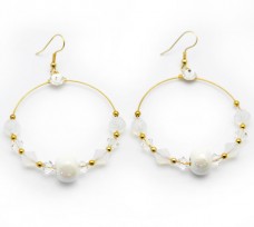 White Hoop Crystal Earrings 